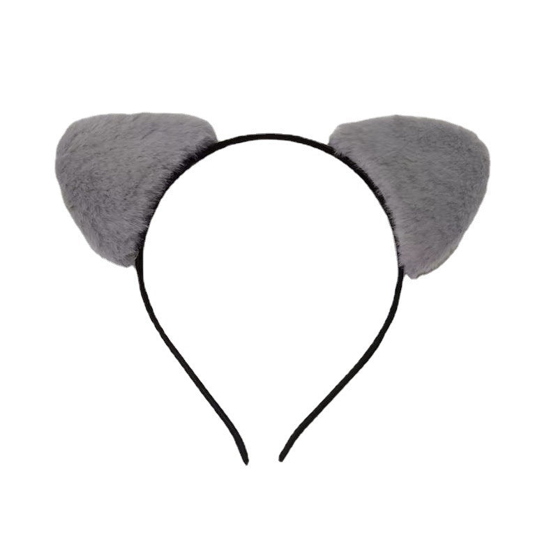 Plush Cat Ear Headband Hairpin For Hair Washing