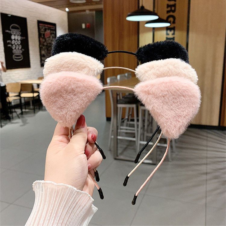Plush Cat Ear Headband Hairpin For Hair Washing